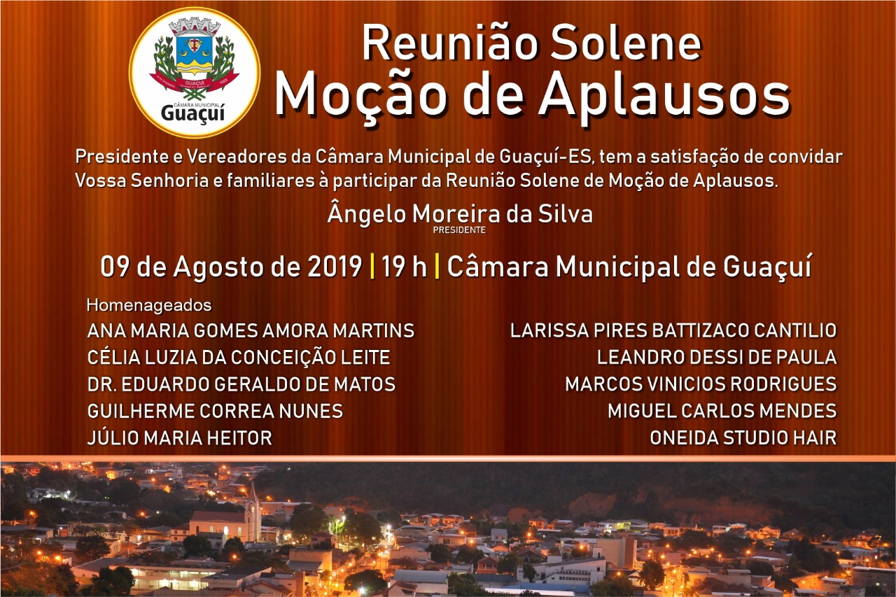 CONVITE PARA REUNIÃO SOLENE DE MOÇÃO DE APLAUSOS