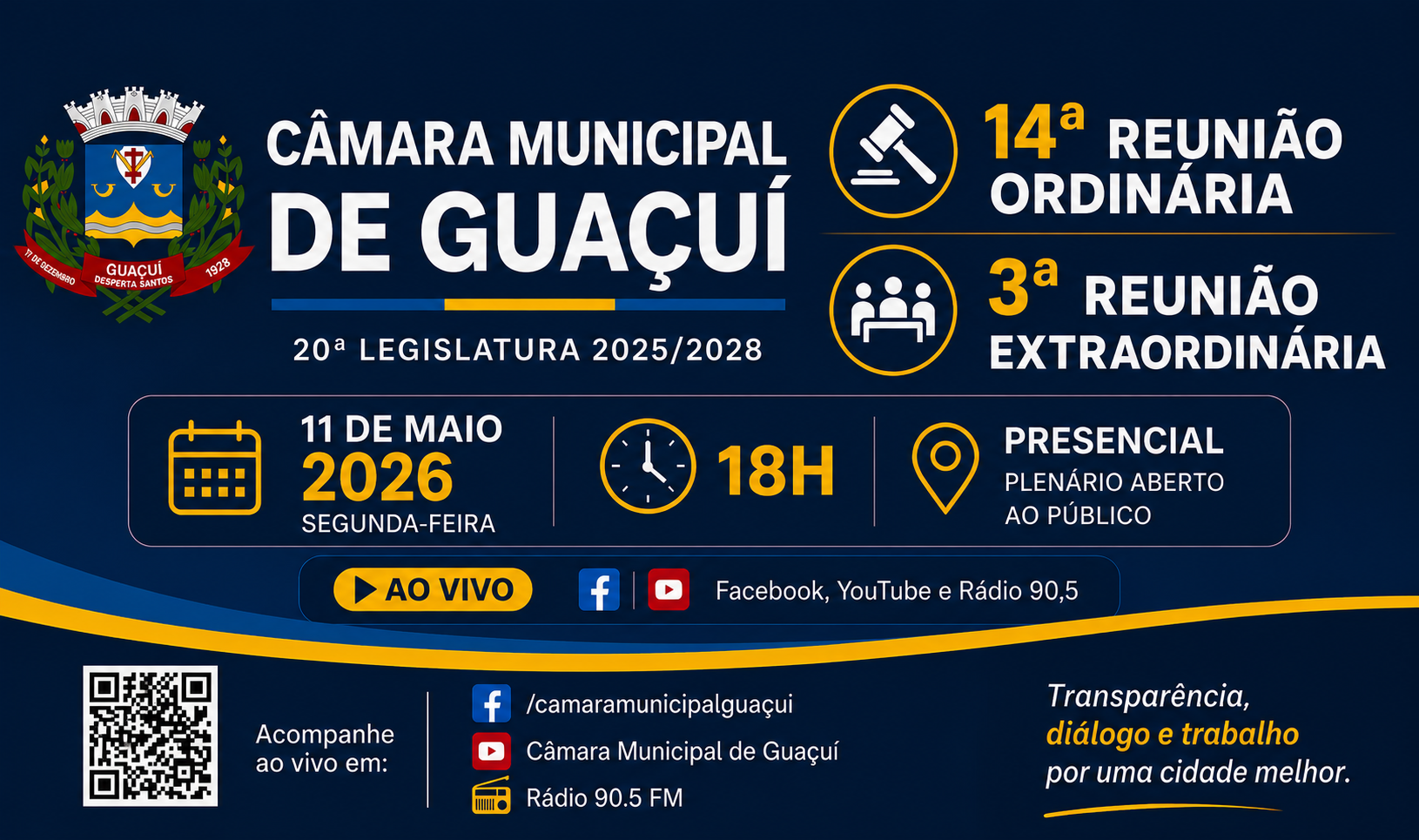 Imagem da notícia: 14ª REUNIÃO ORDINÁRIA E 3° REUNIÃO EXTRAÓDINÁRIA 2026 20ª LEGISLATURA.
