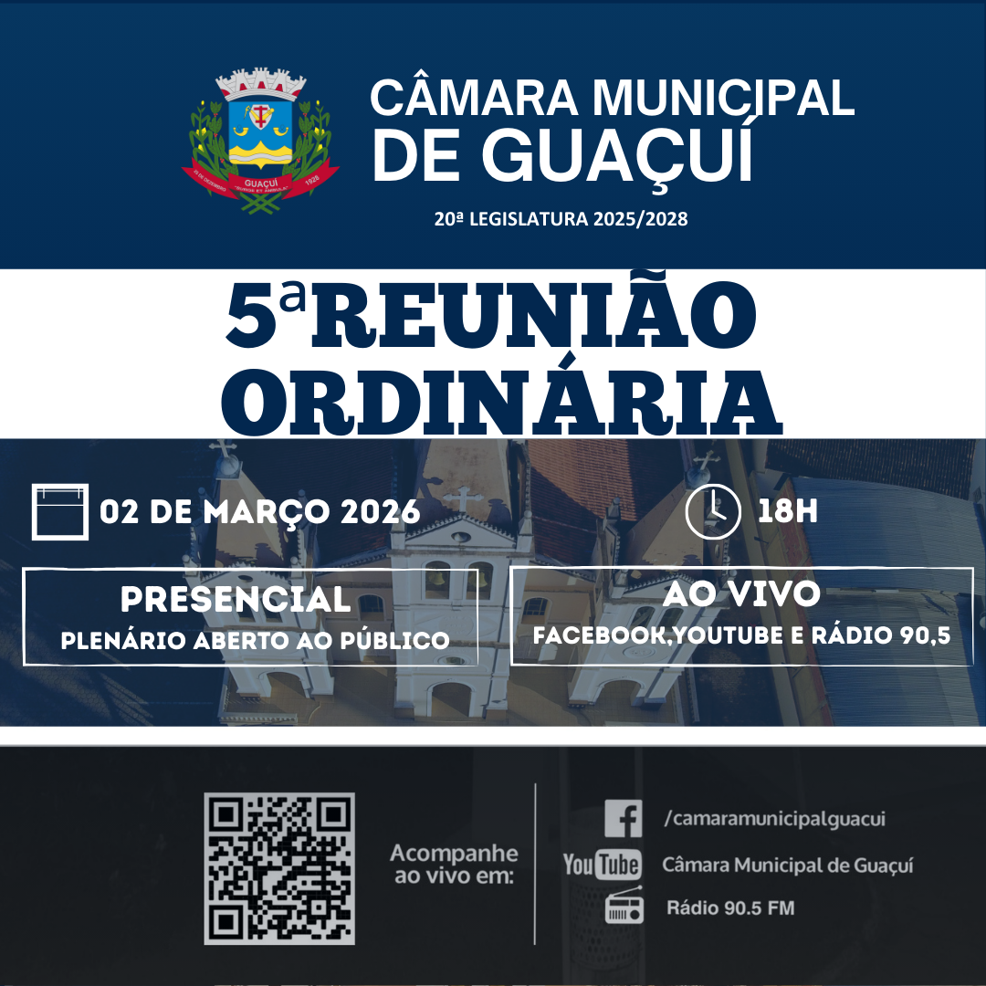 5ª REUNIÃO ORDINÁRIA 2026 20ª LEGISLATURA.