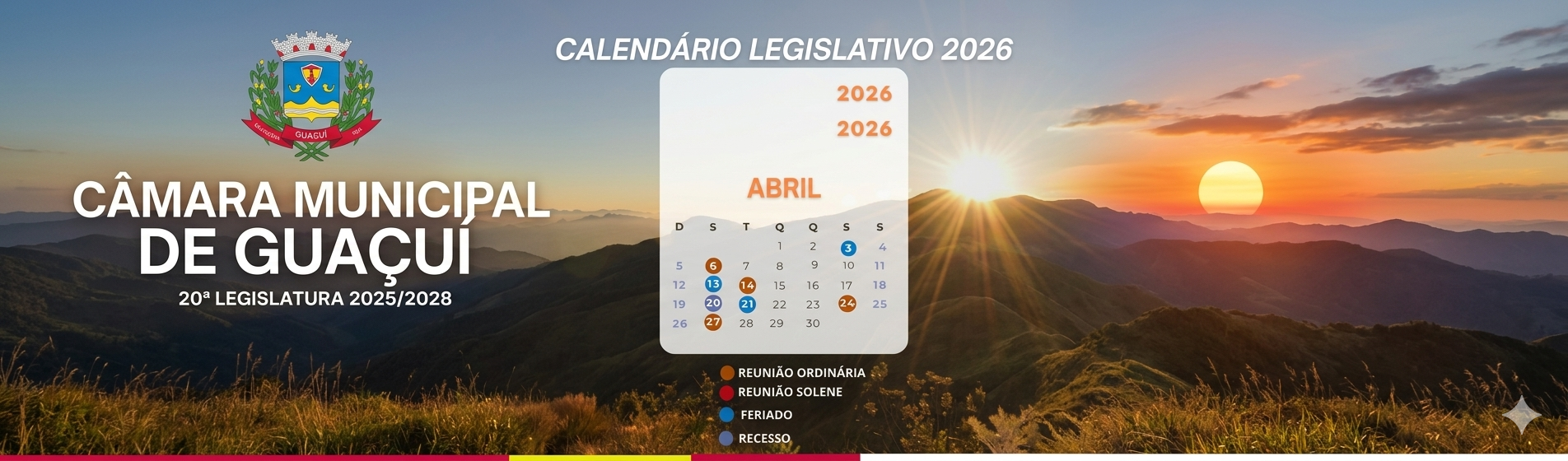 Imagem da notícia: CALENDÁRIO LEGISLATIVO – ABRIL DE 2026