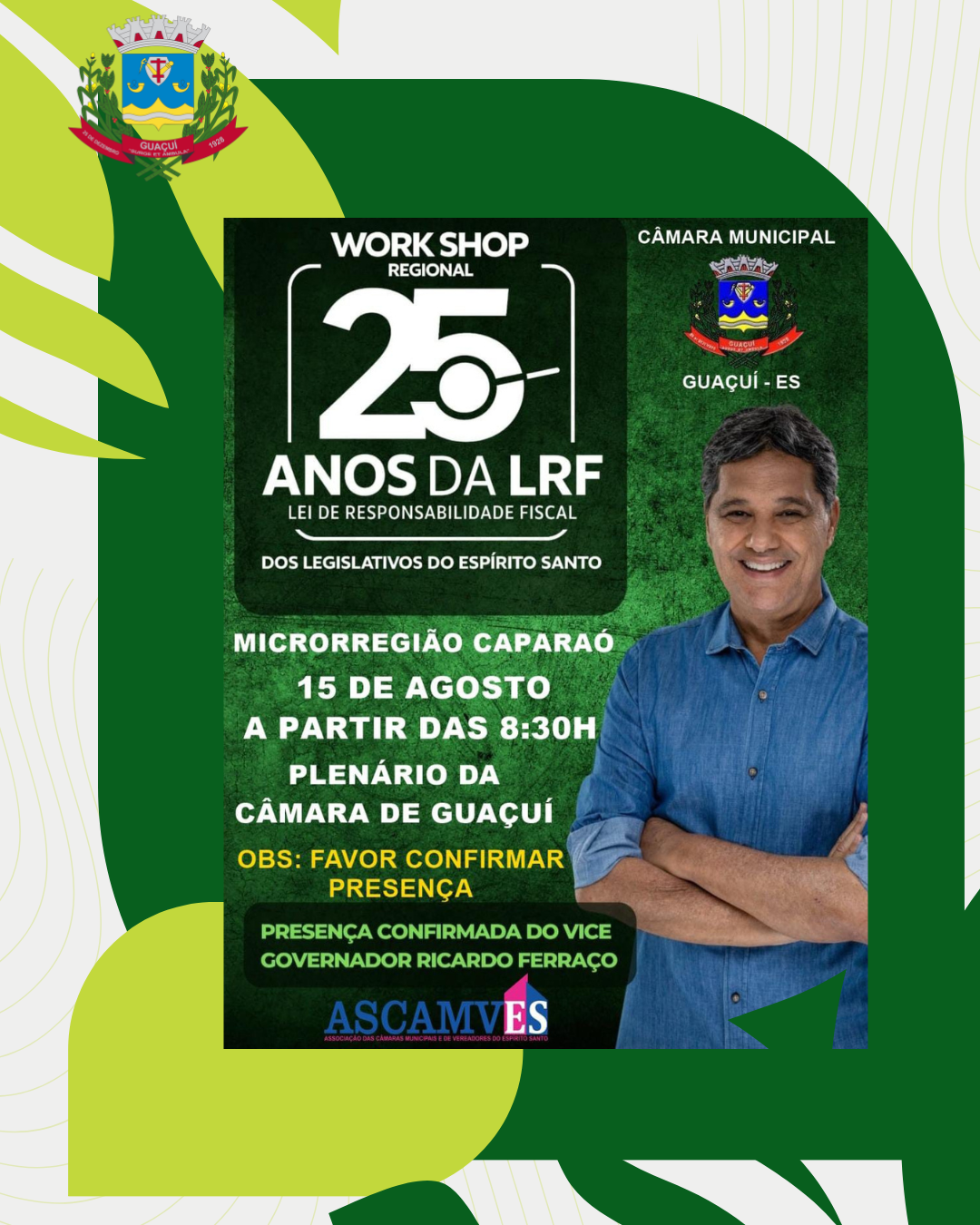 CONVITE PARA O WORKSHOP REGIONAL – 25 ANOS DA LRF | GUAÇUÍ - ES!