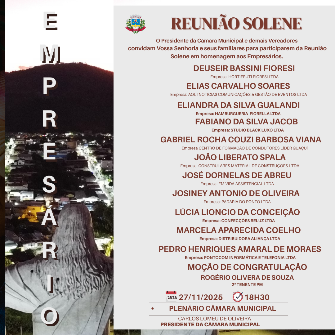 REUNIÃO SOLENE EM HOMENAGEM AOS EMPRESÁRIOS