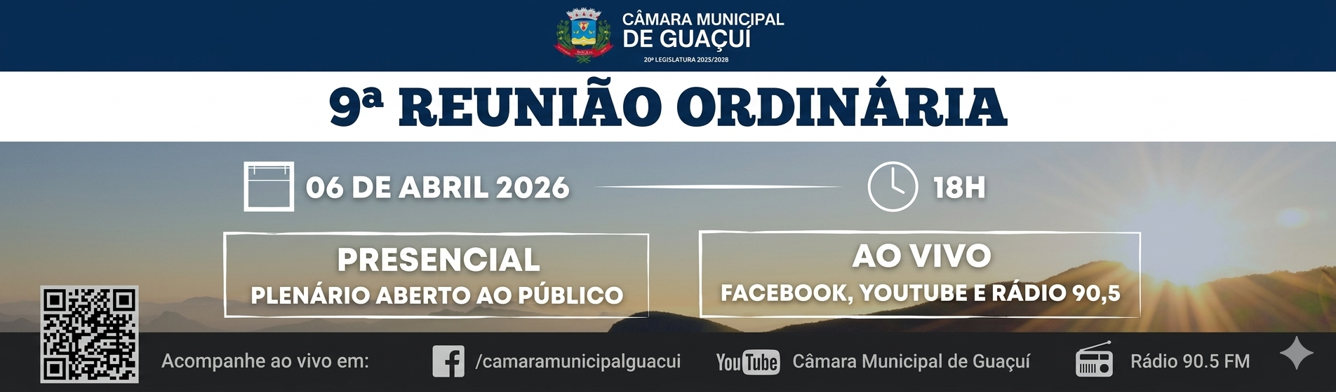 Imagem da notícia: 9ª REUNIÃO ORDINÁRIA 2026 20ª LEGISLATURA.