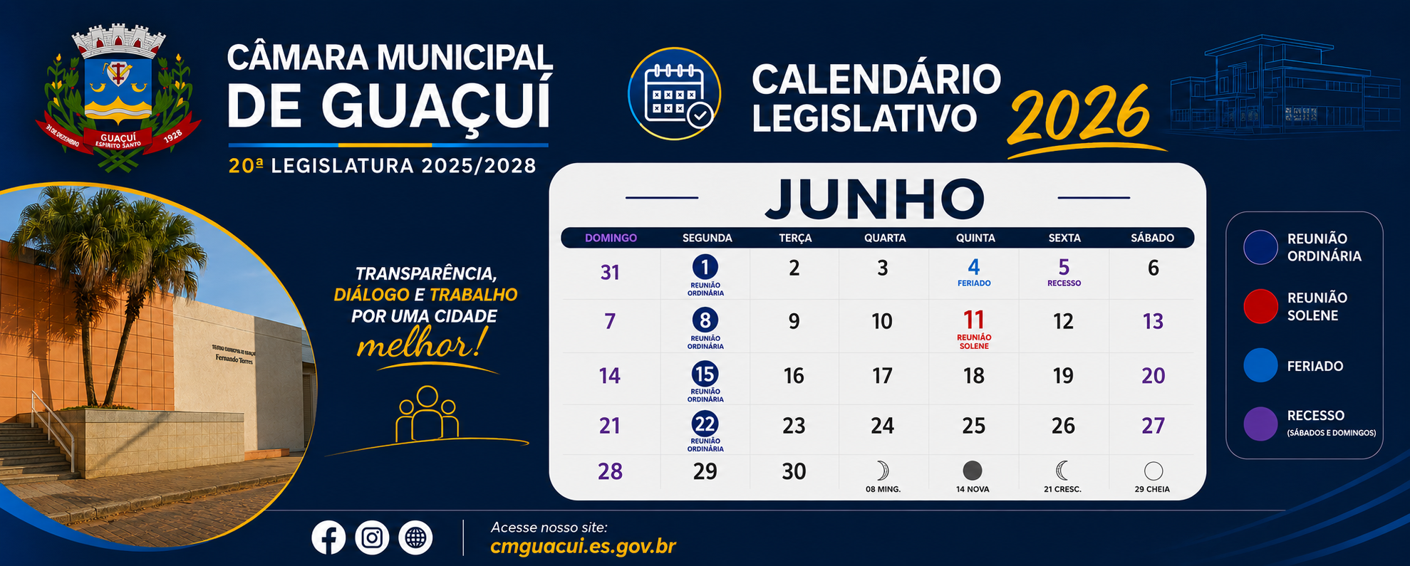 Imagem da notícia: CALENDÁRIO LEGISLATIVO – JUNHO DE 2026