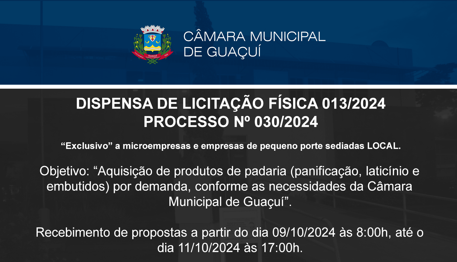 DISPENSA DE LICITAÇÃO FÍSICA 013/2024.