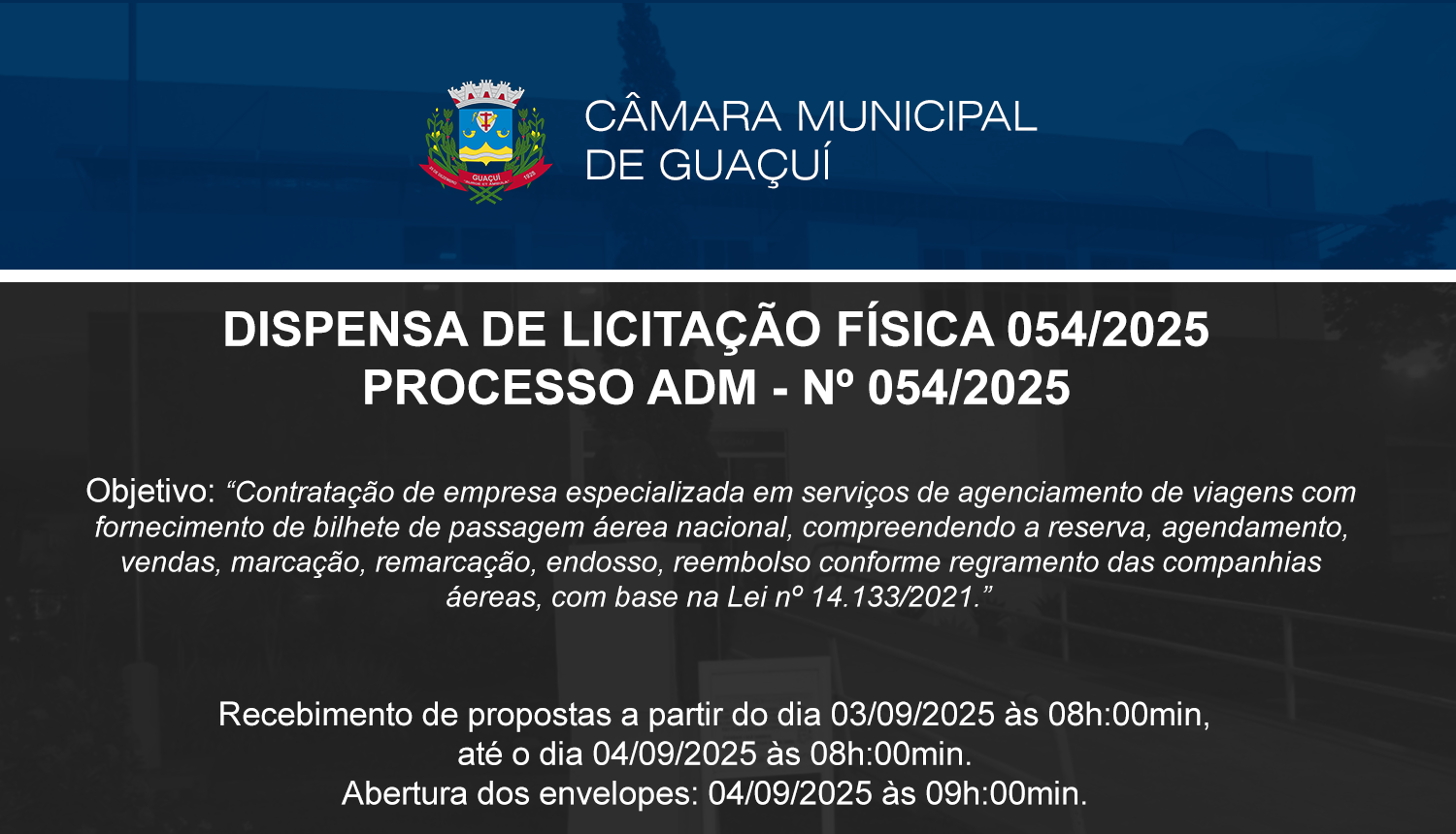 DISPENSA DE LICITAÇÃO Nº 054/2025
