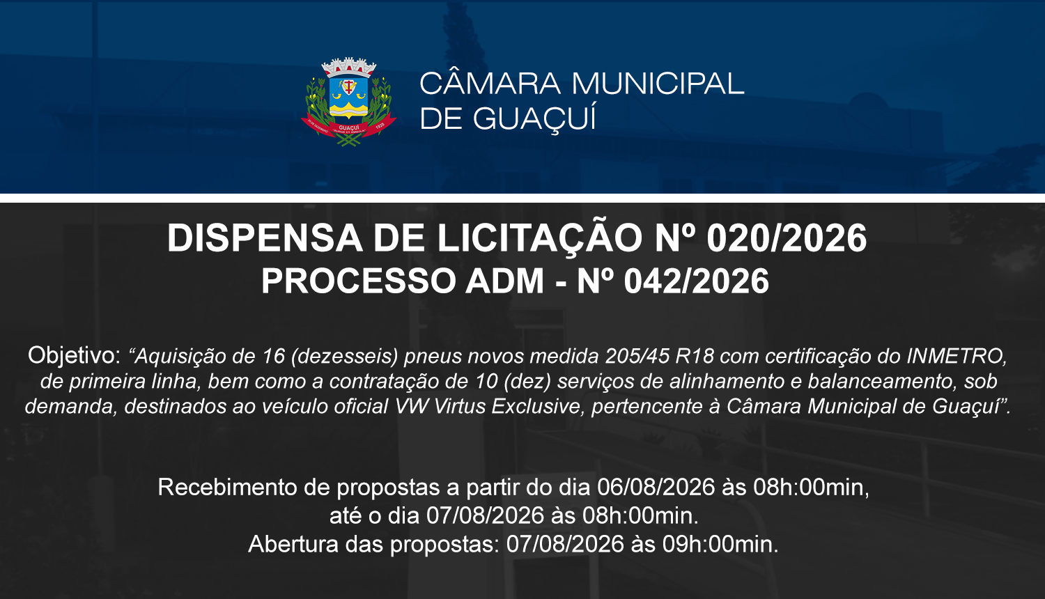 DISPENSA DE LICITAÇÃO Nº 020/2026.