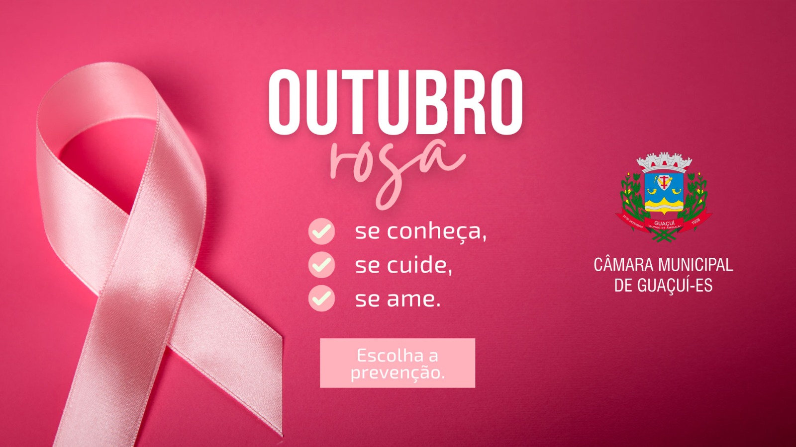 OUTUBRO ROSA - MÊS DE CONSCIENTIZAÇÃO SOBRE O CÂNCER DE MAMA.