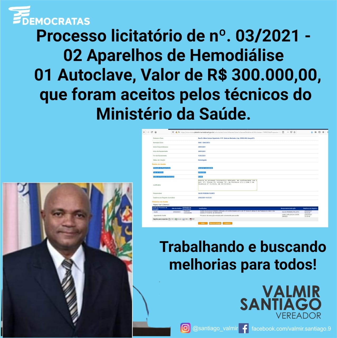 VEREADOR VALMIR SANTIAGO CONSEGUE EMENDA DE R$ 300 MIL COM DEPUTADA NORMA AYUB